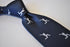 navy tie with white cricket player silhouette design